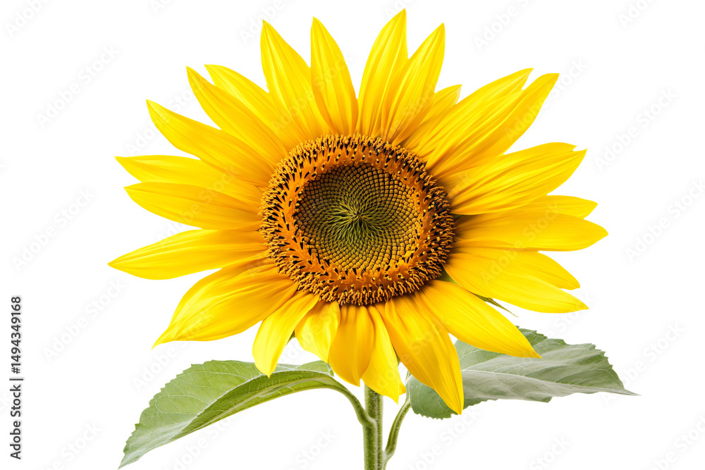 Obraz premium a sunflower with a white background and a green stem