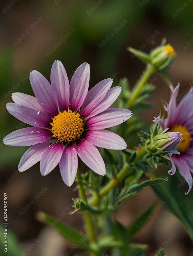 Obraz premium Pink cosmos and daisy flowers bloom beautifully in a summer garden