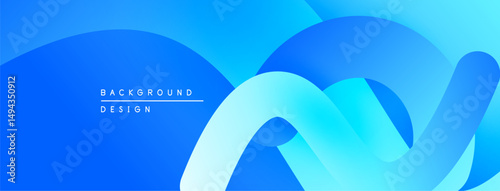 Abstract blue background. Smooth curves create dynamic visual flow. Gradient shades offer depth, modern aesthetic.