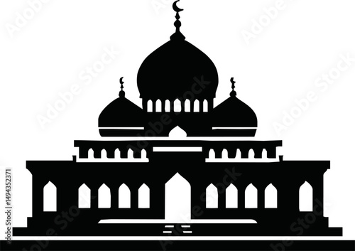vector mosque icon illustration.Silhouette of mosque isolated simple vector art on white background