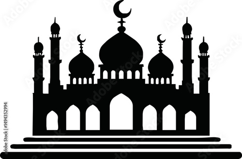 vector mosque icon illustration.Silhouette of mosque isolated simple vector art on white background