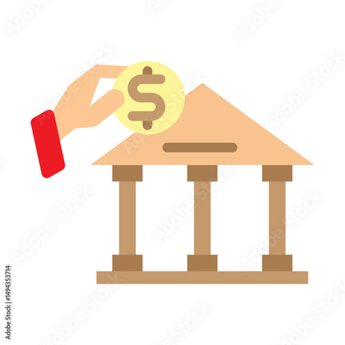 Investment Bank Vector Flat Icon Design