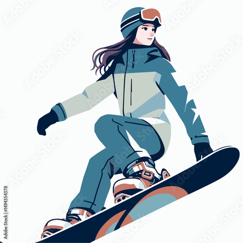 illustration of a person surfing in the snow