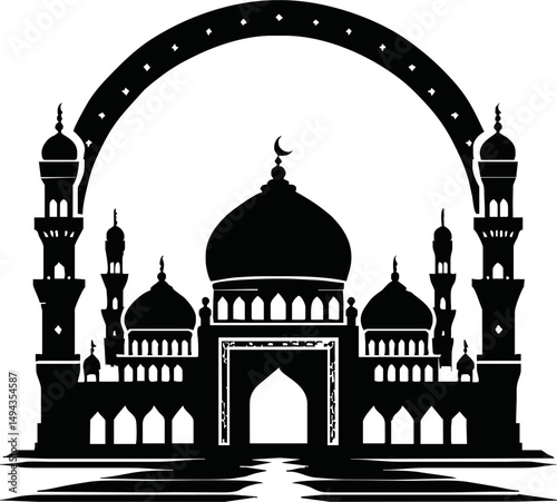 vector mosque icon illustration.Silhouette of mosque isolated simple vector art on white background