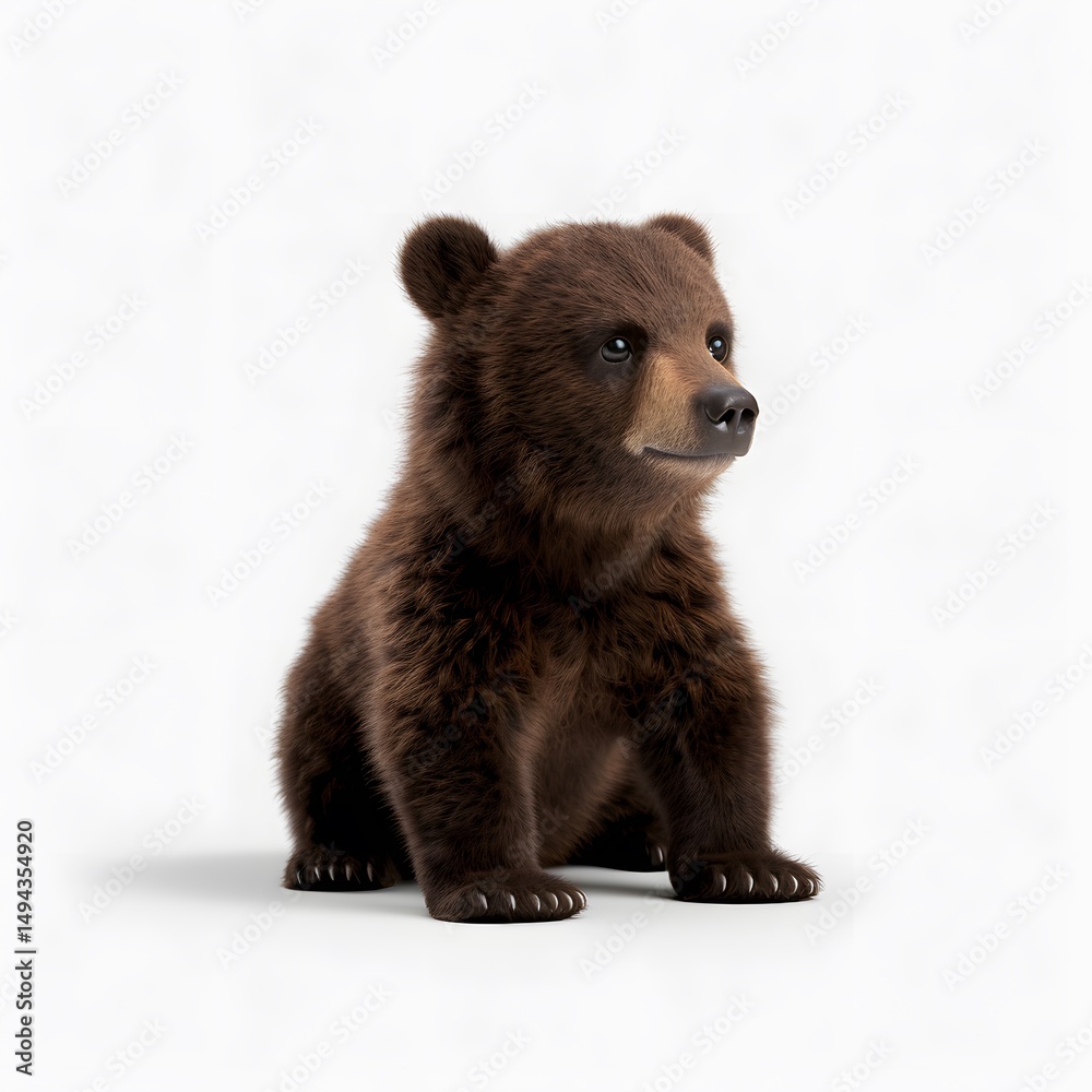 Fototapeta premium Adorable Baby Brown Bear in Studio Portrait