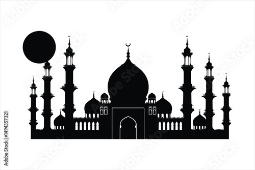 Silhouette of Mosque, mosque, architecture, minaret, india, religion, building, taj mahal, dome, agra, travel, taj, landmark, mahal, asia, kazan, monument, sky, russia, tourism, culture, marble, white