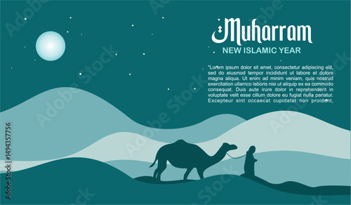 Happy New Hijri Year in Arabic English Greeting Card for new year Simple elegant Vector Art Design post card design idea