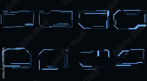 Futuristic Digital Folder Icons – High-Tech UI Elements in Cyber Style for Interface Design