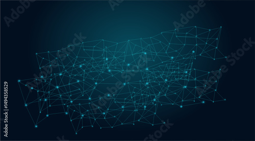 Futuristic Particle Wave in Digital Space with Glowing Energy Lines and Technology Network Background