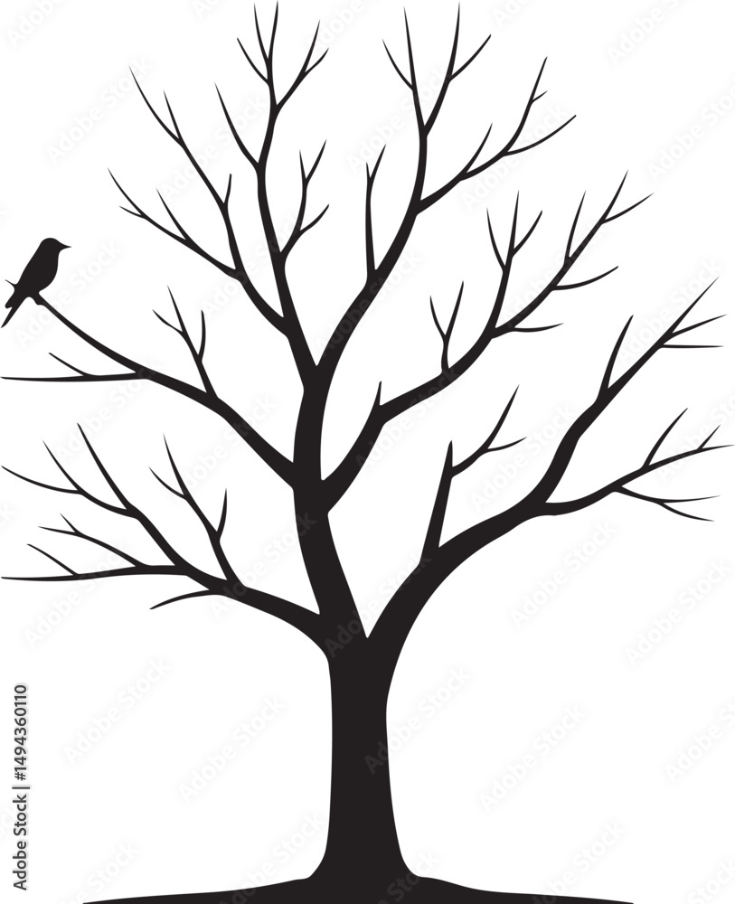 Obraz premium Bare Tree Silhouette Vector Illustration 2