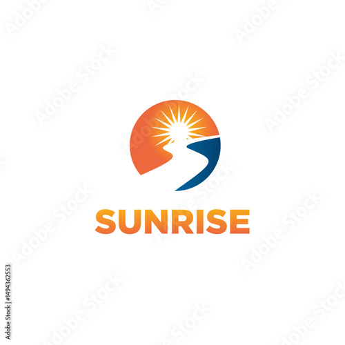 Sunrise logo design template. Trendy style, vector eps 10
