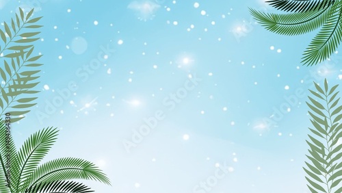 Holiday winter celebration background with fir branches and festive snowflakes