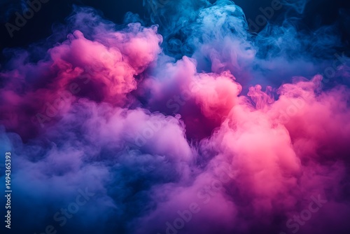 Vivid pink and blue smoke clouds abstract background