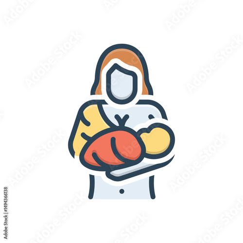 Color illustration icon for breastfeeding