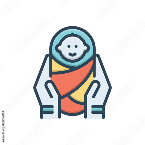 Color illustration icon for child birth