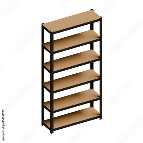 Mild Steel Shelving Isometric View 3D Render Illustration