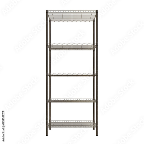 Pipe Steel Shelving Front View 3D Render Illustration