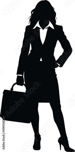 Silhouette of a professional woman in a suit with a briefcase