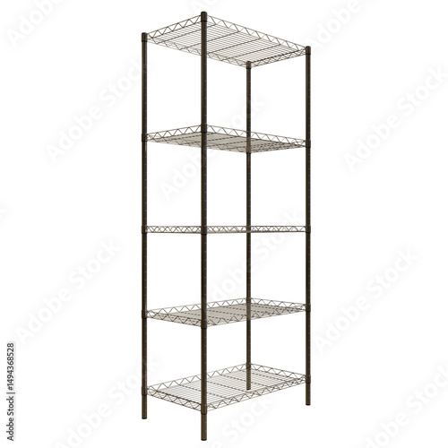 Pipe Steel Shelving Side View 3D Render Illustration