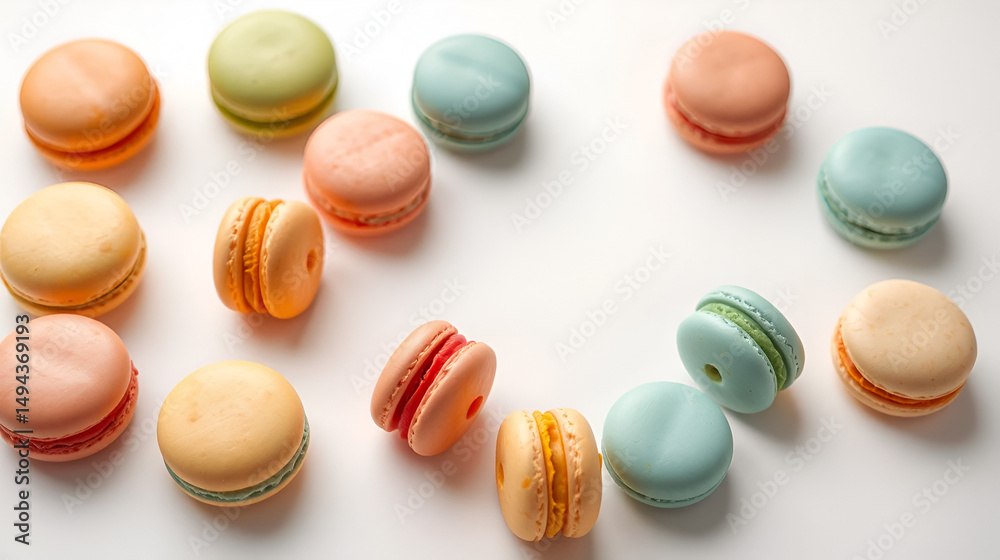 Fototapeta premium colorful macaroons circular permutation on white