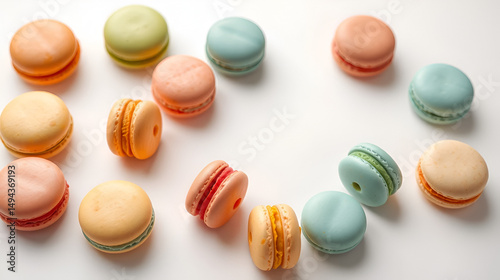 colorful macaroons circular permutation on white