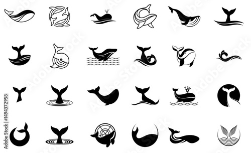 whale icon set vector. editable