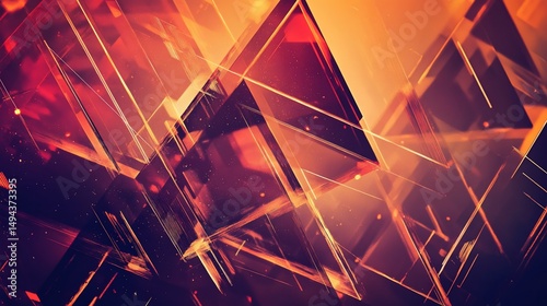 Abstract geometric art design featuring triangles with vibrant lighting effect