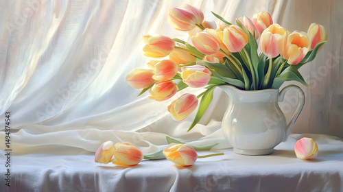 flower, bouquet, tulip, spring, vase, tulips, flowers, pink, blossom, easter, bunch, nature, floral, beauty, isolated, petal, bloom, green, decoration, leaf, flora, arrangement, yellow, plant, gift