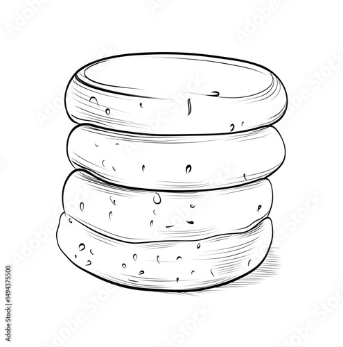 Stack of round cookies hand drawn vector