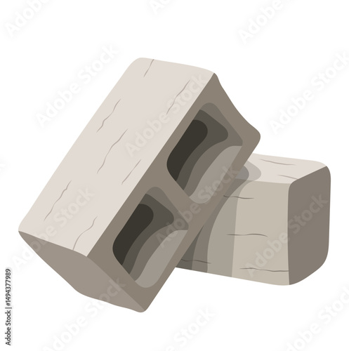 Concrete Hollow Block Illustration Isolated on White Background