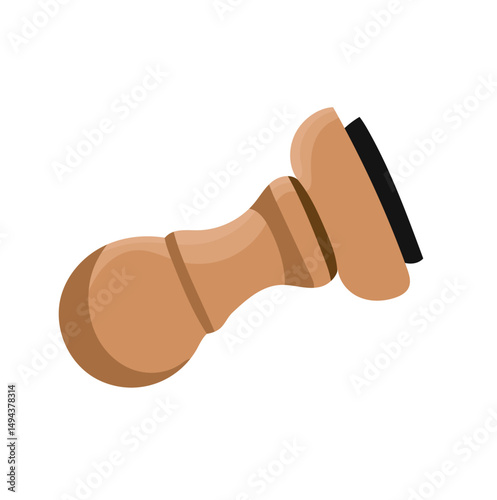 Wooden Rubber Stamp Tool Illustration Isolated on White Background