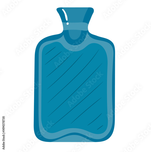 Blue Hot Water Bottle Illustration Isolated on White Background