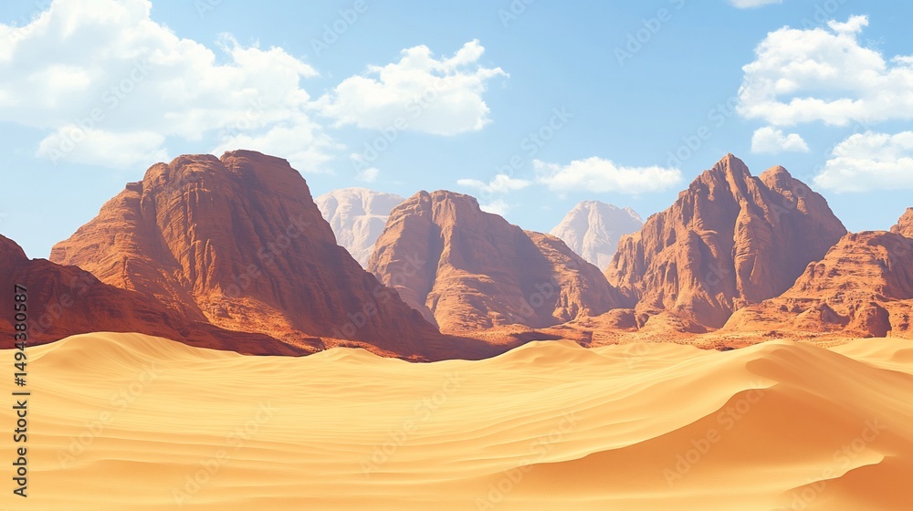 Fototapeta premium Majestic desert landscape with towering rock formations under blue sky