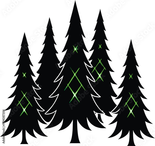 christmas trees set