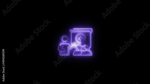 Wallpaper Mural glowing neon education icon animation black background. 4K Video motion graphic animation. Torontodigital.ca