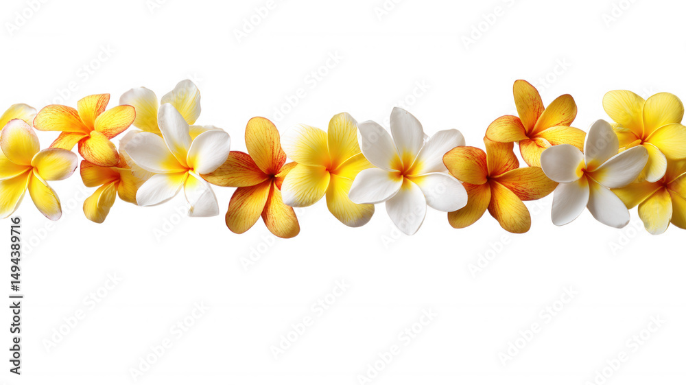 Obraz premium Tropical Plumeria Frangipani Botanical Flower Border