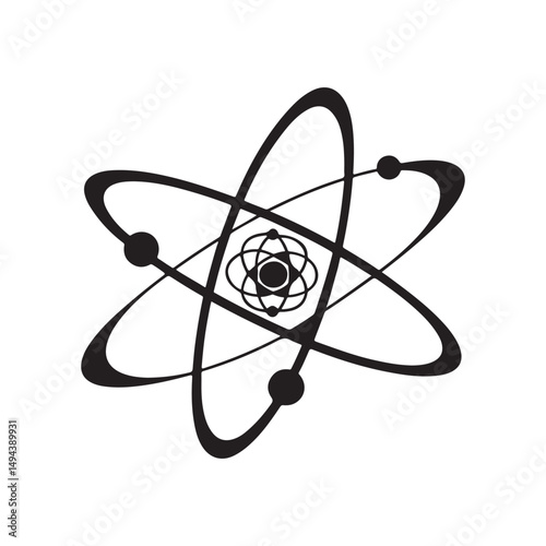 Vector atom icon silhouette isolated on white background. Vector atom icon vector illustration design