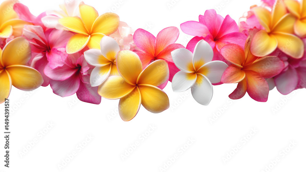 Fototapeta premium Tropical Plumeria Frangipani Botanical Flower Border