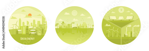 Green Energy. Eco-Friendly City Development. Sustainable Energy Sources and Renewable Energy.