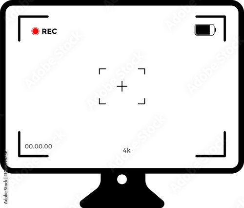 Camera viewfinder screen. rec icon with information and timing. camera screen. camcorder viewfinder graphic elements
