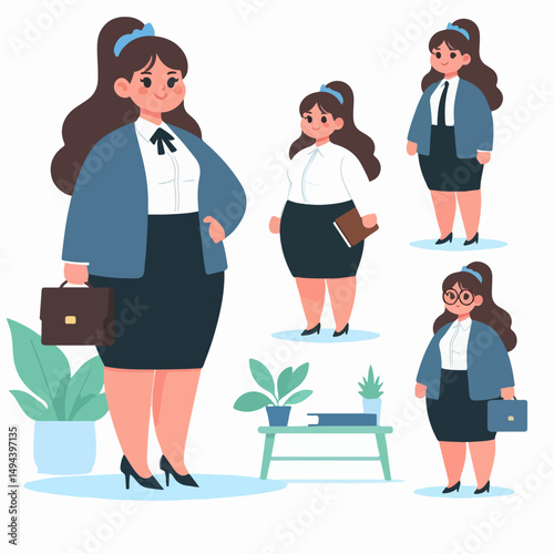 Vector of a fat woman in professional clothes