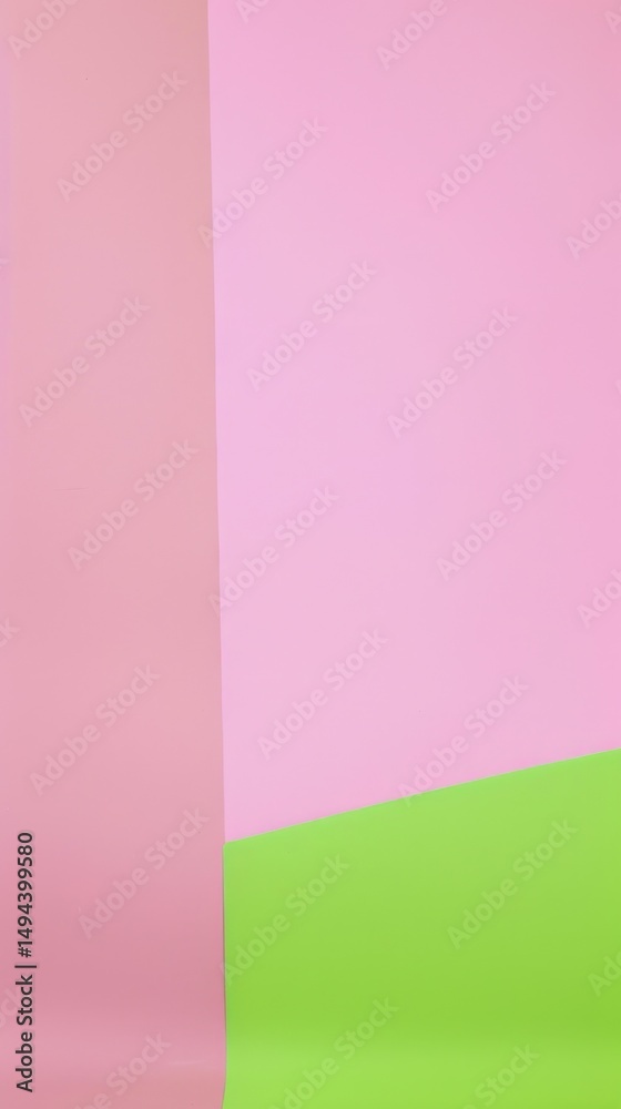 Fototapeta premium Abstract artwork with pink and green geometric shapes