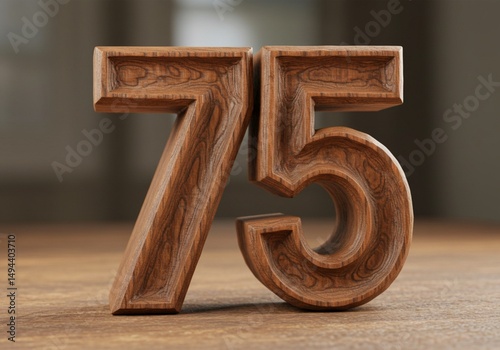 Wooden numbers 75