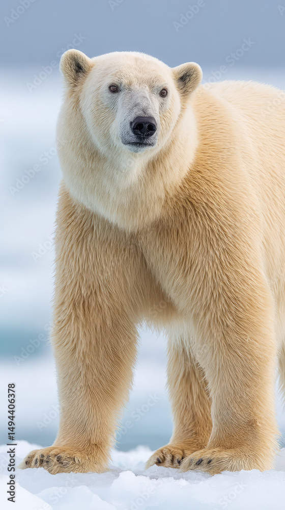 Fototapeta premium Majestic polar bear standing on ice
