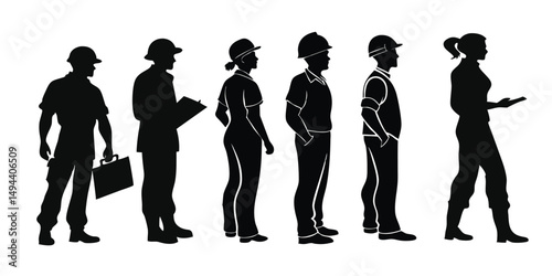 silhouettes of workers people