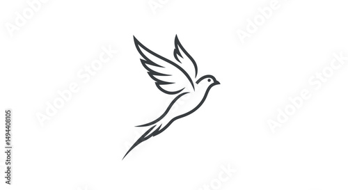 Elegant Stylized Dove in Flight Graceful Lines and Simple Design