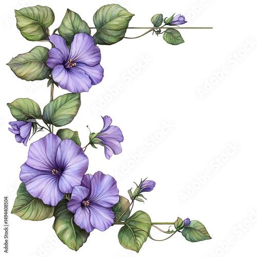 Blue and Gold Floral Frame PNG