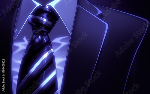 Close-up of a dark suit and tie.
