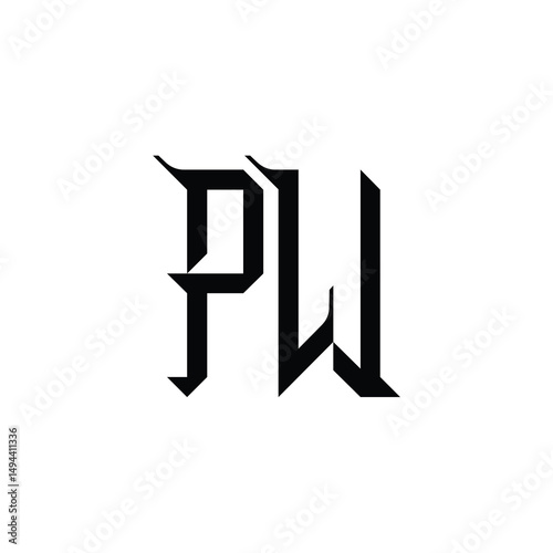 PW monogram logo design letter text name symbol monochrome logotype alphabet character simple logo