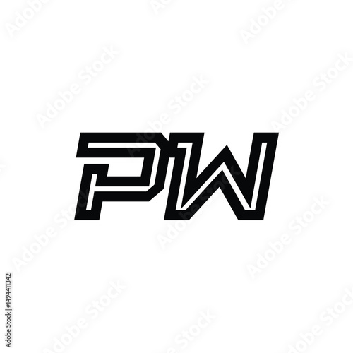 PW monogram logo design letter text name symbol monochrome logotype alphabet character simple logo